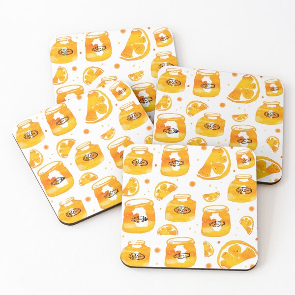 Item preview, Jars of Mamalade Jam Watercolor Vibrant Yellow Orange designed and sold by Designs by Sara Felton.