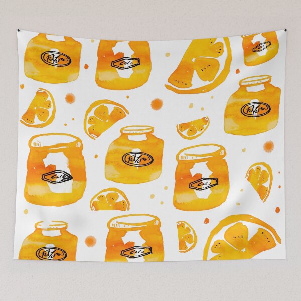 Item preview, Jars of Mamalade Jam Watercolor Vibrant Yellow Orange designed and sold by Designs by Sara Felton.