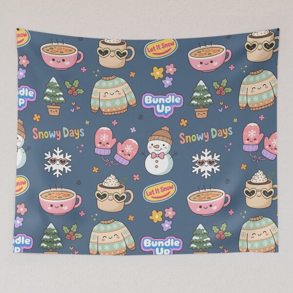 Item preview, Winter Cute Collage Pastel Seamless Pattern designed and sold by HowToCanadian.