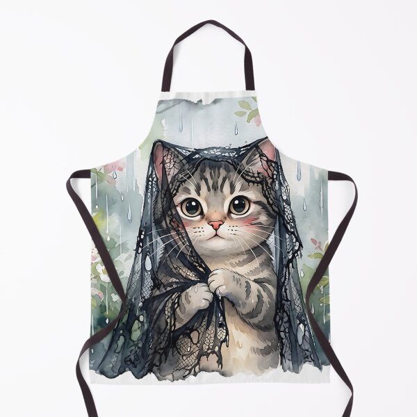 Item preview, Rainy Shy Kitten | Cute Watercolor Cat with Lace Veil | Cozy Cottagecore Aesthetic designed and sold by CuteKats.