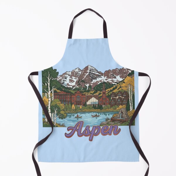 Item preview, Aspen Colorado Snowy Mountains Skyline Vintage Travel Art & Ski Lodge Decor designed and sold by 21 Tulips.