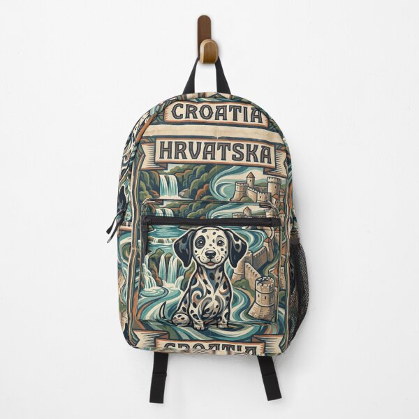 Item preview, CROATIA Vintage Travel Illustration - Spotted Dalmatian Sitting designed and sold by ZUMERI.