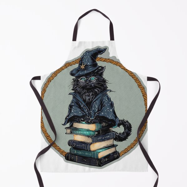 Item preview, Wizard Cat Black Cat Sorcerer Books Magic Fantasy Art designed and sold by PawsRetroStudio.