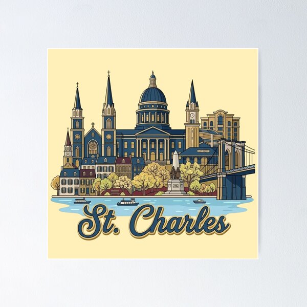 Item preview, Historic St Charles Vintage Travel Poster Art & Airbnb Decor designed and sold by 21 Dragonflies.