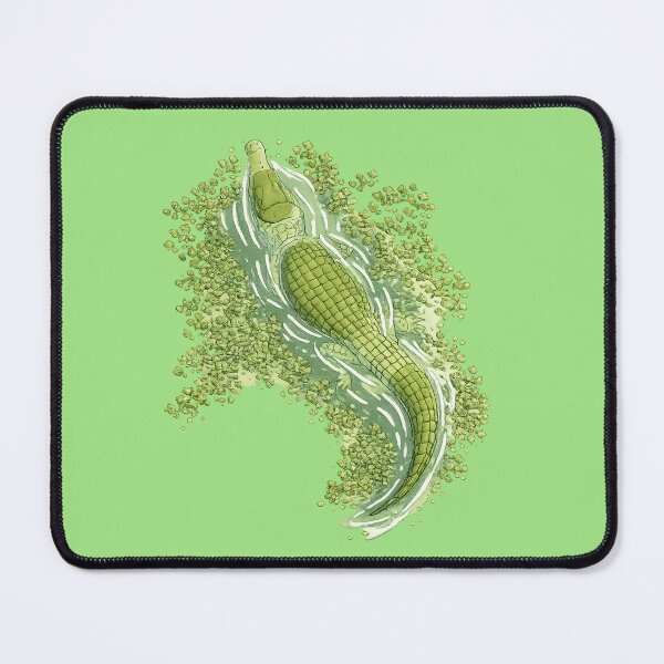 Item preview, Green Crocodile Swimming Through Duckweed Illustration designed and sold by ArcSeisaku.