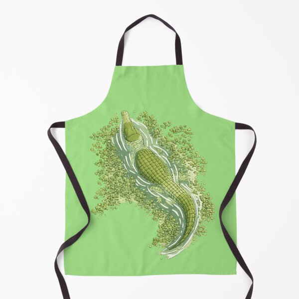 Item preview, Green Crocodile Swimming Through Duckweed Illustration designed and sold by ArcSeisaku.
