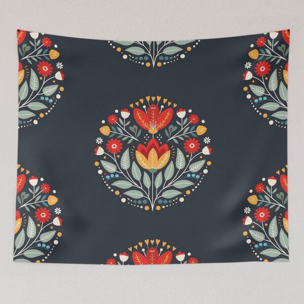Item preview, Scandinavian Folk Art, Botanical Flowers designed and sold by xiao xuans.