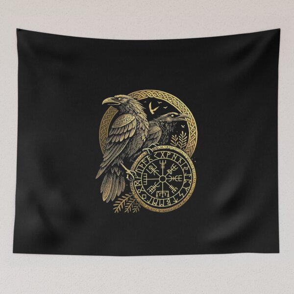 Item preview, Norse Rune Huginn And Muninn Celtic Viking Compass Vegvisir designed and sold by Gbriel3.