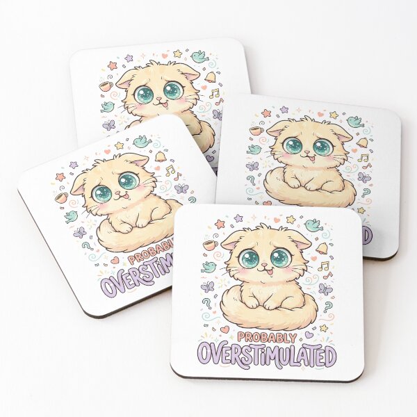 Item preview, Probably Overstimulated Cute Cat | Funny Introvert & Anxiety Meme Sticker designed and sold by Pixel Alchemy1.