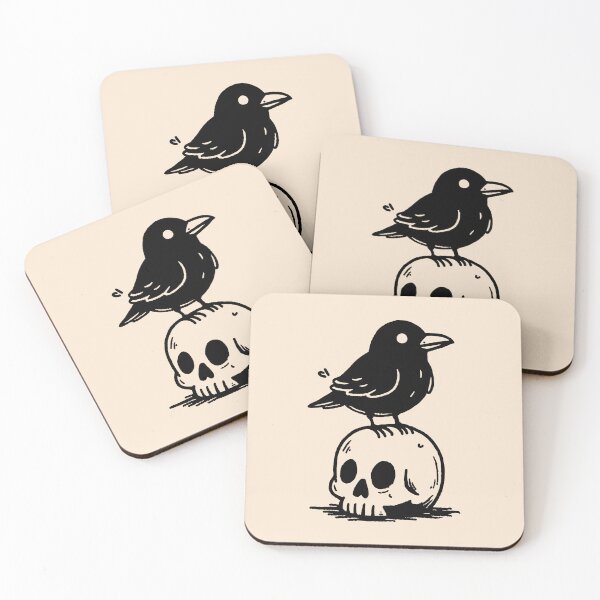 Item preview, Crow and Skull: Spooky Season Cute Halloween Art designed and sold by oneofthesedayys.