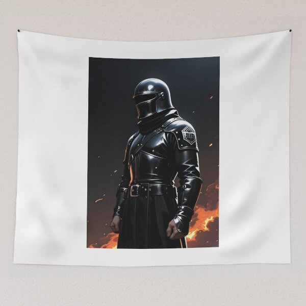 Item preview, Fantasy - Dark Knight in Leather Armor, Menacing Aura in Flames designed and sold by AnimeShin.