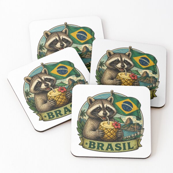 Item preview, Mapache genial disfrutando de una piña colada designed and sold by JonysCreativeDesigns.