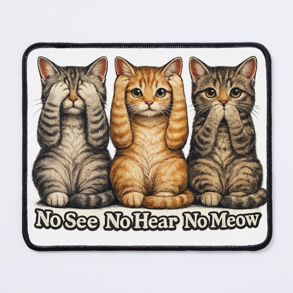 Item preview, Three Wise Cats – No See No Hear No Meow Funny Cat T-Shirt designed and sold by ButimarArt.