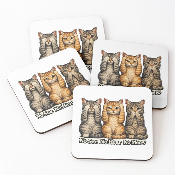Item preview, Three Wise Cats – No See No Hear No Meow Funny Cat T-Shirt designed and sold by ButimarArt.
