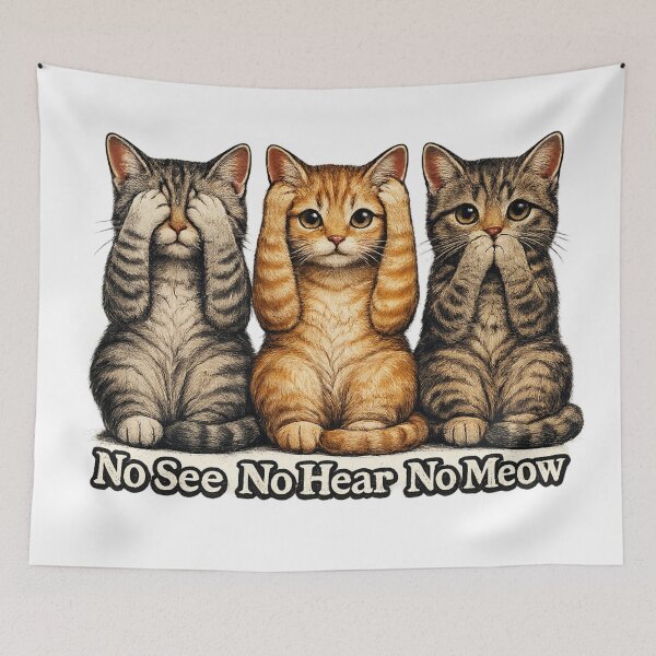 Item preview, Three Wise Cats – No See No Hear No Meow Funny Cat T-Shirt designed and sold by ButimarArt.