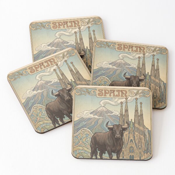 Item preview, SPAIN Vintage Travel Illustration - Horned Bull Standing designed and sold by ZUMERI.