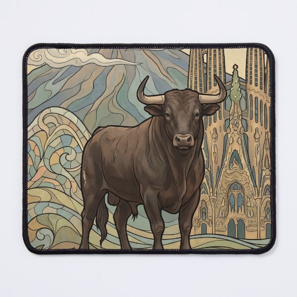 Item preview, SPAIN Vintage Travel Illustration - Horned Bull Standing designed and sold by ZUMERI.
