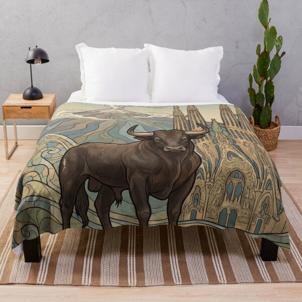 Item preview, SPAIN Vintage Travel Illustration - Horned Bull Standing designed and sold by ZUMERI.