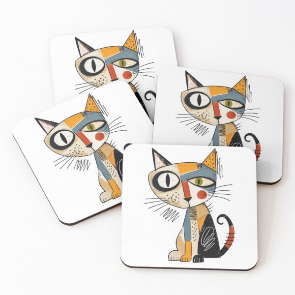 Item preview, Abstract Cubist Cat Sticker Design designed and sold by Snurly.