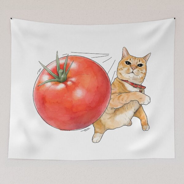 Item preview, Cat Throwing a Tomato MEME designed and sold by Sommer Studio Designs.