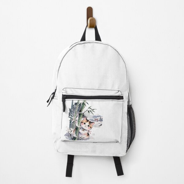 Item preview, Japanese Winter Bamboo Cat – Cute Kawaii Watercolor Kitten designed and sold by CuteKats.