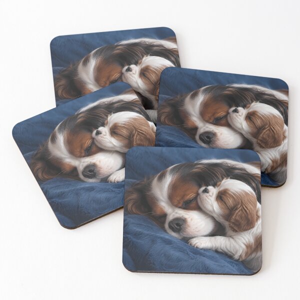 Item preview, Sleeping Cavalier King Charles Spaniel Mother and Puppy | Heartwarming Dog Love Portrait designed and sold by ManJiangHong.