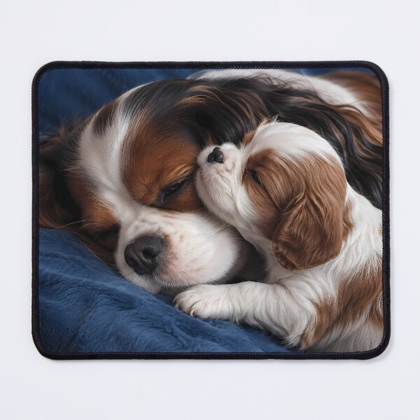 Item preview, Sleeping Cavalier King Charles Spaniel Mother and Puppy | Heartwarming Dog Love Portrait designed and sold by ManJiangHong.