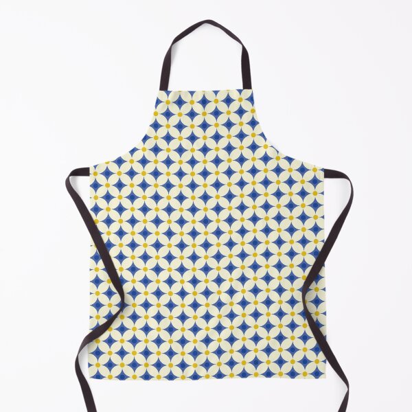Item preview, Mediterranean motif geometric tile design in blue and yellow green colors  designed and sold by Pravokrugulnik.
