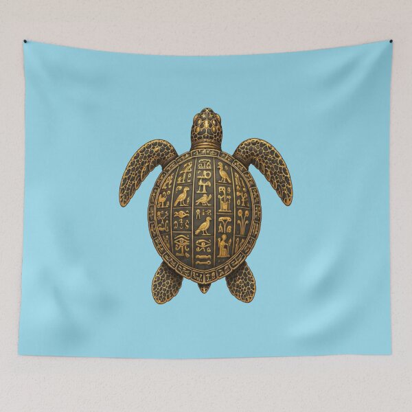 Item preview, Hieroglyph Sea Turtle | Ocean Ancient Egypt Art Collection designed and sold by Zaru Art Studio.