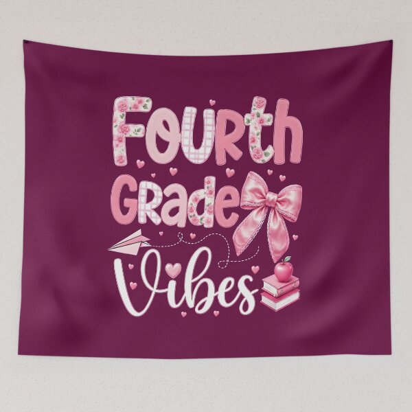 Item preview, 4th Grade Vibes Cute Pink Coquette Bow Back to School Fourth Grade girl design designed and sold by KamalaDesign.