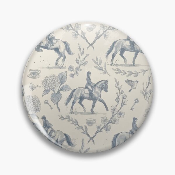 Item preview, Equestrian Toile Pattern – Blue and White Horse & Rider Print designed and sold by FawnFeatherCo.