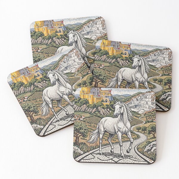Item preview, PORTUGAL Vintage Travel Illustration - Mosaic Horse Walking designed and sold by ZUMERI.