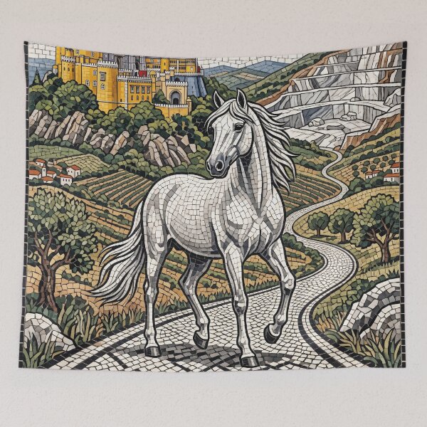 Item preview, PORTUGAL Vintage Travel Illustration - Mosaic Horse Walking designed and sold by ZUMERI.