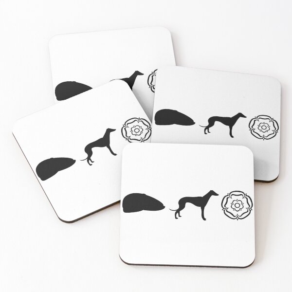 Item preview, Yorkshire Essentials Flat Cap Whippet and White Rose Silhouette designed and sold by OnHeathAndMoor.
