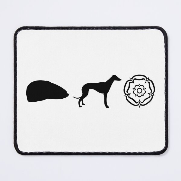 Item preview, Yorkshire Essentials Flat Cap Whippet and White Rose Silhouette designed and sold by OnHeathAndMoor.