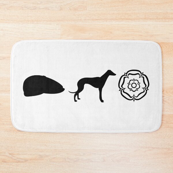Item preview, Yorkshire Essentials Flat Cap Whippet and White Rose Silhouette designed and sold by OnHeathAndMoor.