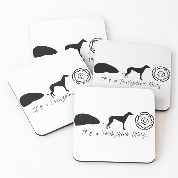 Item preview, Yorkshire Essentials Flat Cap Whippet and White Rose Silhouette designed and sold by OnHeathAndMoor.
