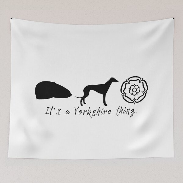 Item preview, Yorkshire Essentials Flat Cap Whippet and White Rose Silhouette designed and sold by OnHeathAndMoor.