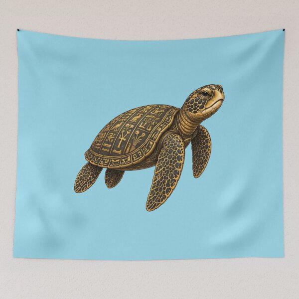 Item preview, Sacred Hieroglyph Sea Turtle | Ocean Ancient Egypt Art Collection designed and sold by Zaru Art Studio.