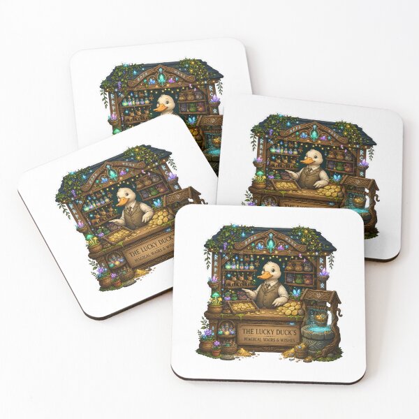 Item preview, The Lucky Duck's | Magical Wishes Shop | Fantasy Coin Merchant | Enchanted Lucky Charm Stall | Cozy Woodland Fantasy | Storybook Market Art designed and sold by MrDev.