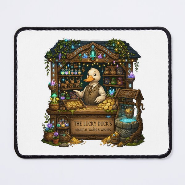 Item preview, The Lucky Duck's | Magical Wishes Shop | Fantasy Coin Merchant | Enchanted Lucky Charm Stall | Cozy Woodland Fantasy | Storybook Market Art designed and sold by MrDev.