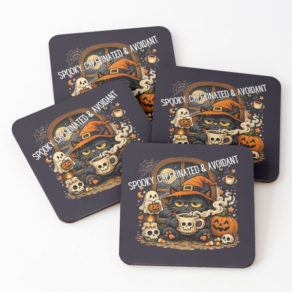 Item preview, Spooky Caffeinated And Avoidant Funny Cat Halloween designed and sold by NESTORY-Studio.
