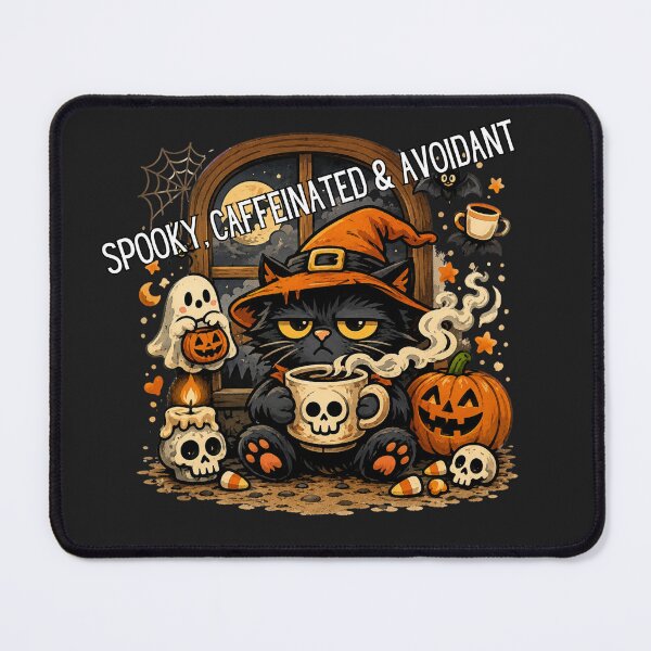 Item preview, Spooky Caffeinated And Avoidant Funny Cat Halloween designed and sold by NESTORY-Studio.