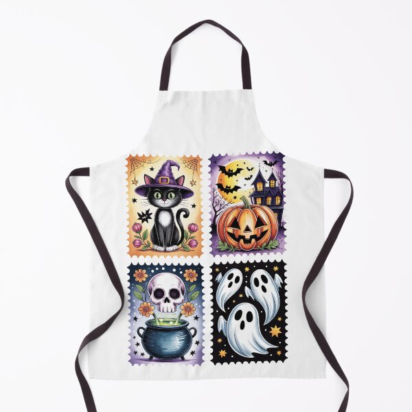 Item preview, Halloween Art Grid – Cat, Pumpkin, Cauldron & Ghosts Illustration designed and sold by jkrphoto.