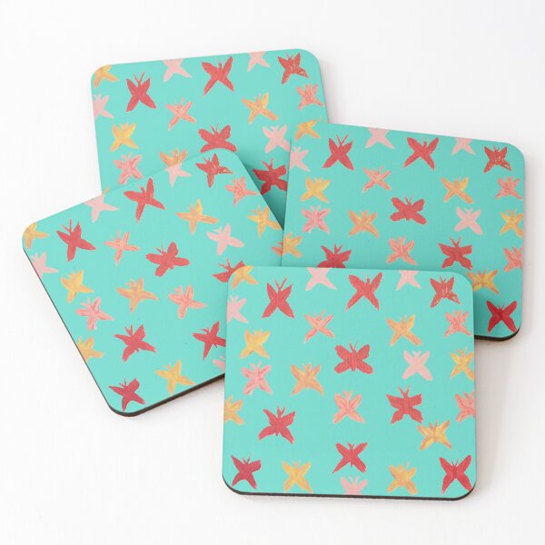 Item preview, Painted butterflies on blue background designed and sold by AmongTheWillows.