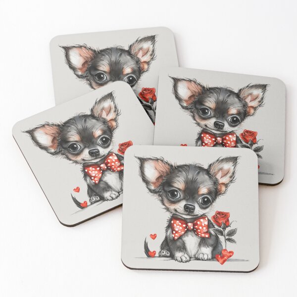 Item preview, Cute Chihuahua with Red Rose and Polka Dot Bow designed and sold by Erika Kaisersot.