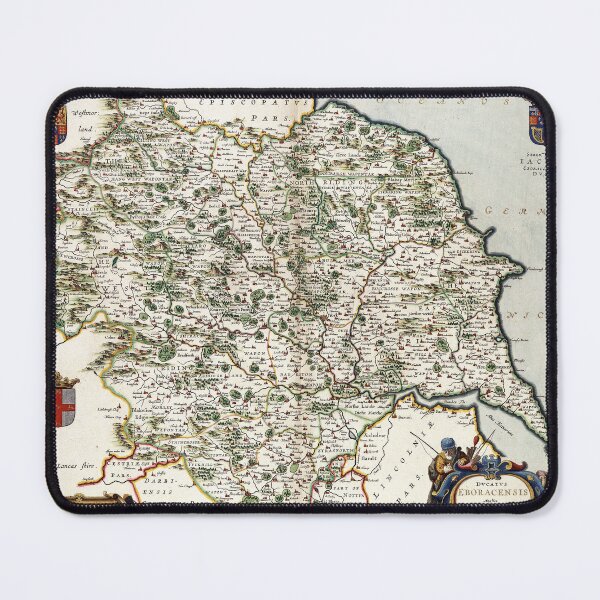 Item preview, Historic Map of Yorkshire 1690 Colored Cartography Print designed and sold by OnHeathAndMoor.
