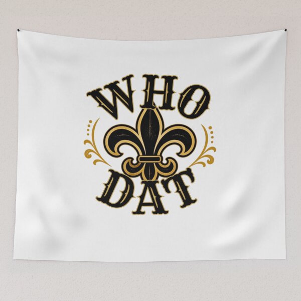 Item preview, WHO DAT Arched Fleur-de-lis – Vintage New Orleans Saints Style designed and sold by PoppaBear71.
