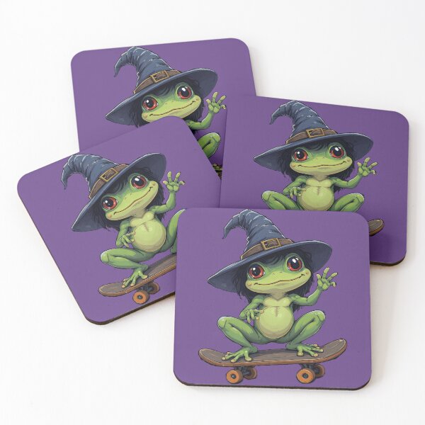 Item preview, Witch Frog on a Skateboard — Cute Creepy Halloween Spooky Dark Cottagecore Art designed and sold by Amplify-n-Co.