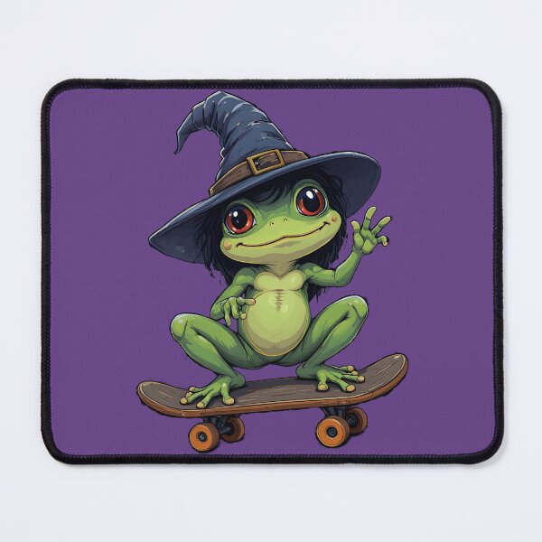 Item preview, Witch Frog on a Skateboard — Cute Creepy Halloween Spooky Dark Cottagecore Art designed and sold by Amplify-n-Co.
